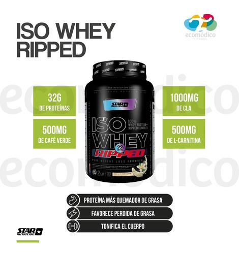 Imagen 2 de 6 de Proteina Iso Whey Ripped 2 Lb Star Nutrition Tonificacion
