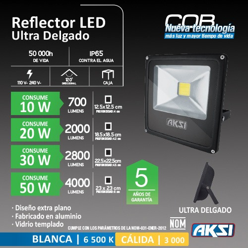 Imagen 3 de 3 de Reflector De Led 50w Extra Plano - Luz Blanca 6500k