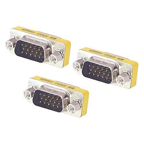 3-pack Vga Svga Hd15 Macho A Macho Mini Género Adaptador De 