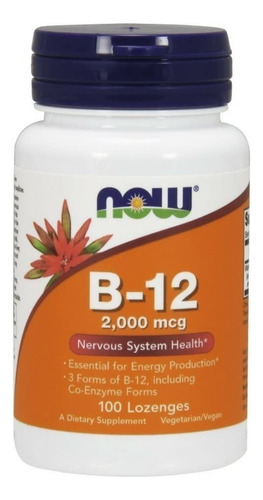B-12 2000mcg 100lozenges, Now Vitamina B12,