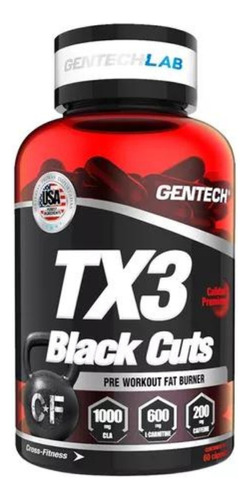 Tx3 Black Cuts Quemador Gentech 60caps Carnitina Cla Cafein