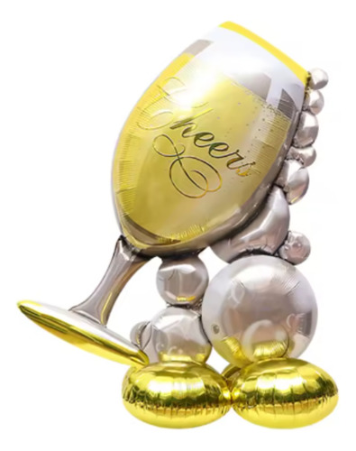 Balão Taça Champagne C/base Festa Decoração 125cm Cor Amarelo