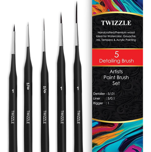 Fragnora Detailing Paints Brushes Set 5pcs Professional Mini