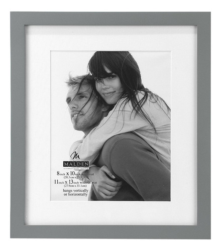 Matted Linear Classic Wood Picture Frame, Gray ( 8x10-i...