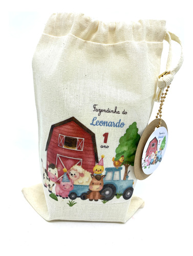 Lembrancinha Ecobag Saquinho Estampados Fazendinha 10 Un