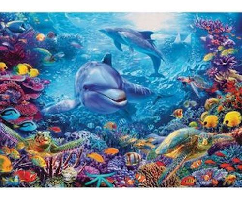 Arte Diamante Delfines 40x50cm Cuadro Con Marco De Madera