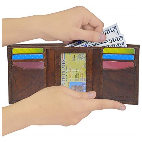 Billetera Para Hombre, Triple Pliegue, Delgada.