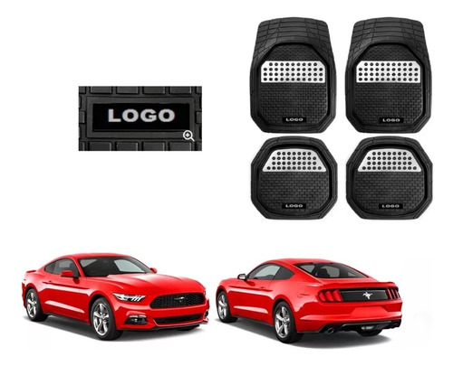 Tapetes 4pz Bandeja 3d Logo Mustang Gt 2019 2020 2021 2022