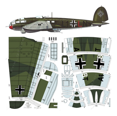 Heinkel He 111 Vectorial Escala 1.33 Papercraft