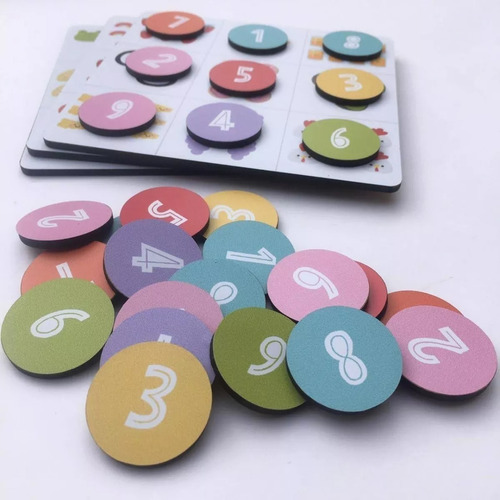 Imagen 3 de 3 de Juego Didáctico Para Asociar Números Con Fichas De Madera
