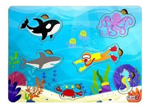 Imagen 3 de 6 de Juego Encastre Madera Volumen Mar Didácticos Infantil Plan Z