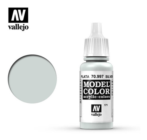 Imagen 3 de 6 de Silver Plata Vallejo Model Color 70997 Acrílica Al Agua Lp