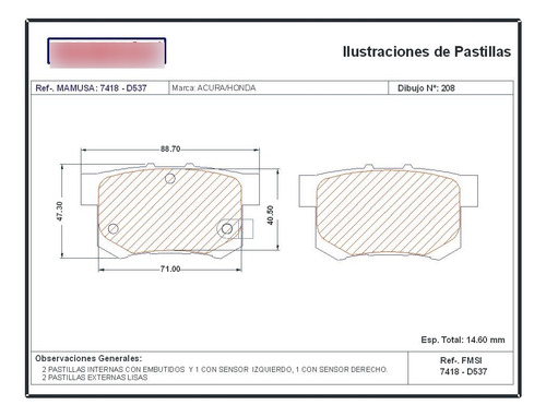 Pastillas De Frenos 7256=7418 Civic/accord/acura/crv/legend