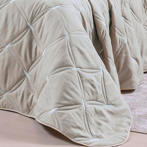 Roupa De Cama Box Kit Suíte Queen 08 Peças + Jogo De Banho Marrom-claro Avelã / Cogumelo