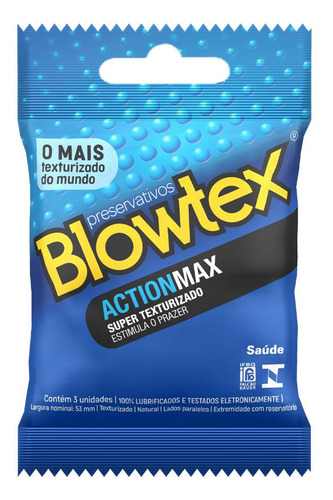 Kit 03 Pacotes Preservativo Blowtex Actionmax C/ 3 Un Cada