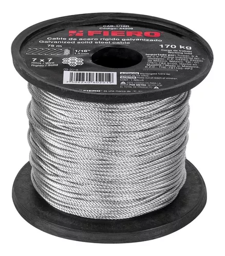 Cable Acero 1/16 , 7x7 Hilos, 75 Metros, Fiero 44208