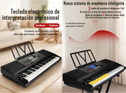 Teclado Musical Avanzado 61 Teclas Ym 928 Midi Velocidad