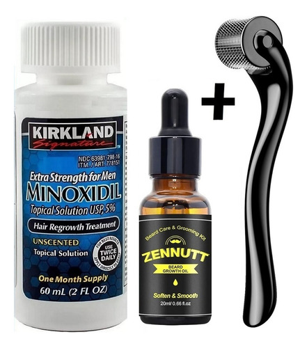 Pack 1 Minoxidil  +1 Dermaroller +beard Oil Engrosador Barba