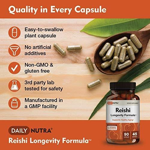 Imagen 4 de 7 de Reishi Longevity Antienvejecimiento Dailynutra (90 Cápsulas