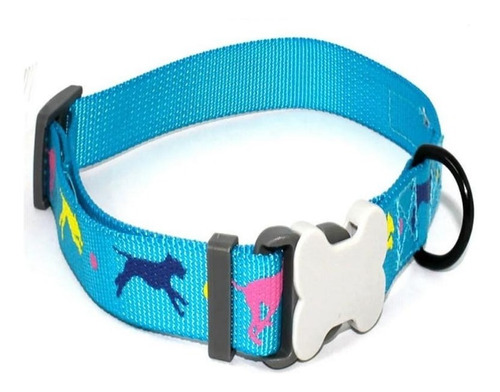 Collar Para Perro (azul Estampado Perros)