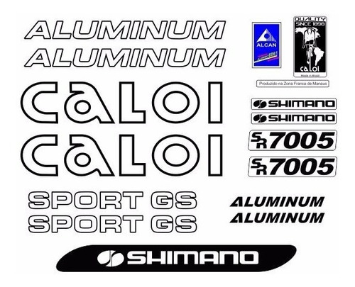 Adesivo Bicicleta Antiga Caloi Aluminum Sport Gs Preto