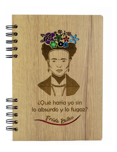 Frida Kahlo En Tu Escritorio: Agenda De Madera Exclusiva