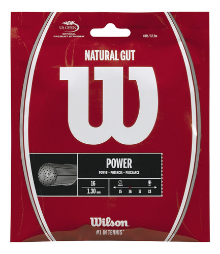 Wilson Natural Gut 17 - Cuerda De Tenis, Color Blanco
