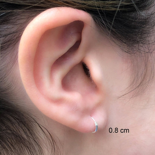 Imagen 3 de 9 de Aros Argollas Cubanos Chicos 0,8 Cm Plata 925 (nro 00)