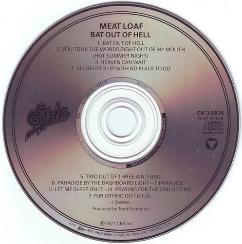 Meat Loaf - Bat Out Of Hell - 1977 - Cd Standard