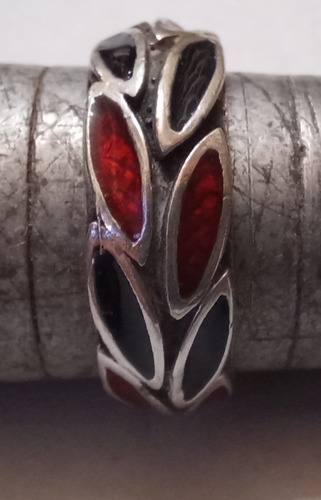 Anillo De Plata Con Diseño Esmaltado