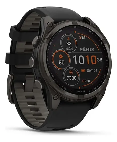 Garmin Fenix 8 47Mm Solar Sapph Titanio Con Correa Negra