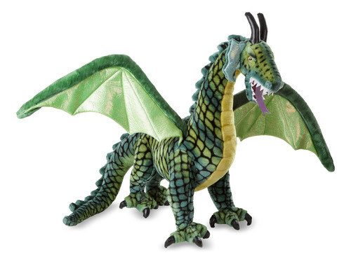 Peluche Dragon Grande Verde Alado Jumbo No Montable Color Multicolor