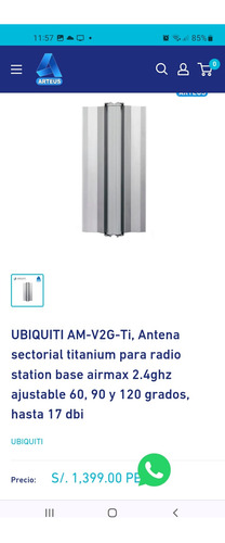 Ubiquiti Antena Sectorial Titanium 17 Dbi De 60a120 Grados