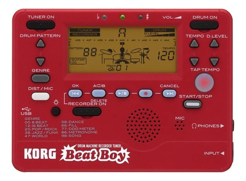 Batería Electrónica Korg Beatboy Afinador/ Grabador Color Rojo