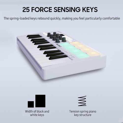 M-vave Teclado Controlador Midi De 25 Teclas Piano Mini Usb
