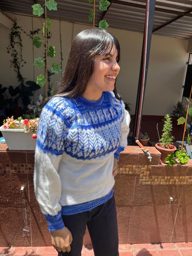Sueter Pulover De Lana De Alpaca Clásico Hojitas