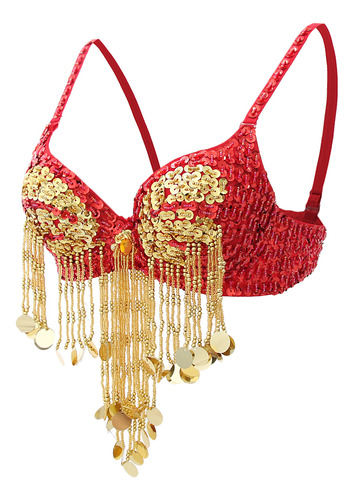 De Danza De Vientre Con Lentejuelas Borlas Colgantes Ropa