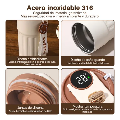 Vanance Portátil Taza Termica Cafe Digital De Vaso Acero Inoxidable Botella Inteligente Térmica Termos Para Café Y Agua 450ml