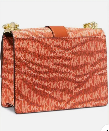 Bolsa Michael Kors Greenwich Small Animal Print Crossbody Laranja Lisa Níquel Laranja
