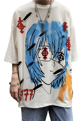 Camiseta Manga Corta Eva Patrón Ayanami Rei Hip Hop Estilo