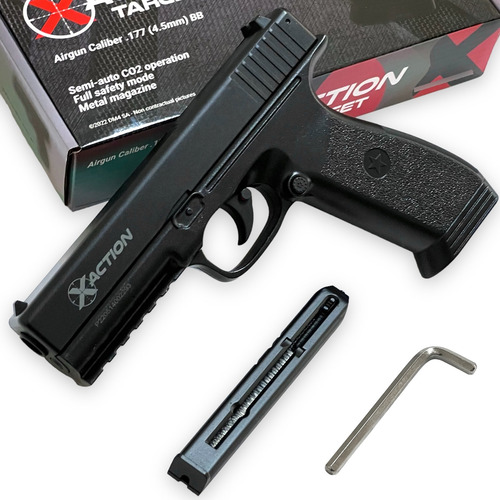 Pistola De Aire Comprimido Replica Balines Metal 4.5 Mm Co2 Negro 114.3 Mm