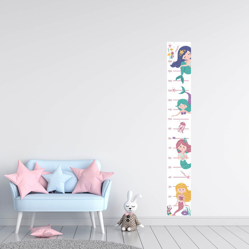 Pegatina con forma de regla, diseño de sirenas, habitación, niña, color color