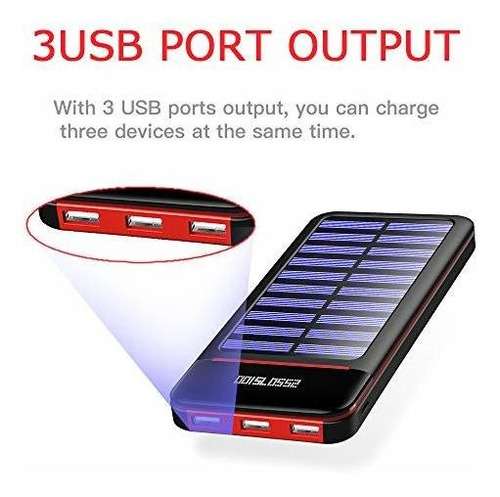 Solar Power Bank 25000mah Portatil Bateria Pack Tr Doble 4t