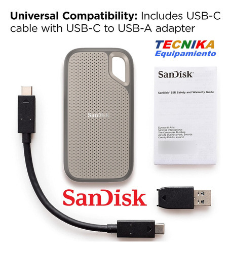 Imagen 2 de 2 de Disco Solido Ssd Externo Sandisk Extreme 1tb 1050mb/s Usb-c Color Gris