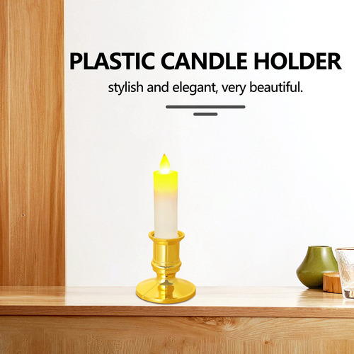 Candelabro Cónico Con Base De Vela Con Forma De Pilar Dorado