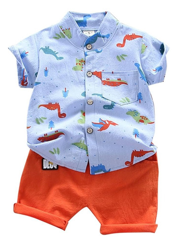 Conjunto De Camiseta Con Estampado Dinosaurios & Shorts