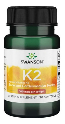 Vitamina K2 100mcg 30 Softgels Calidad Swanson