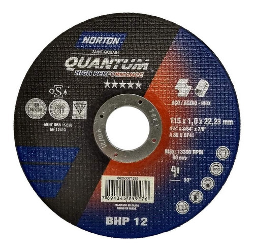 25pcs Disco Corte Inox Norton Quantum Bhp12 4 1/2  X 1 Mm