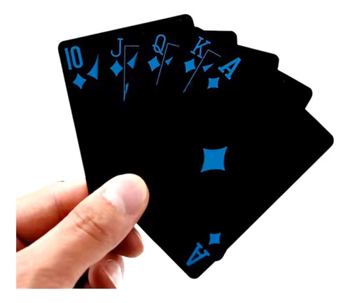 2x Baralhos Black Poker Mágic A Prova D'agua Buraco Dorso Preto Idioma Português Personagem Baralho
