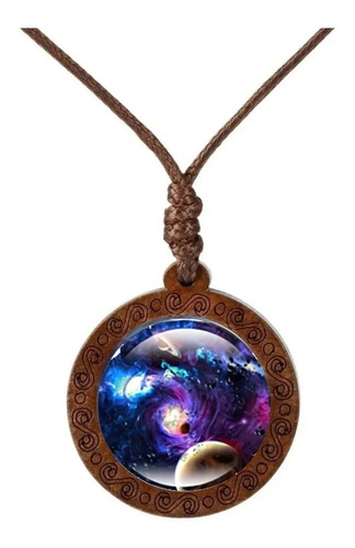 Collar Cristal Madera Galaxia Constelación Nebulosa Mujer